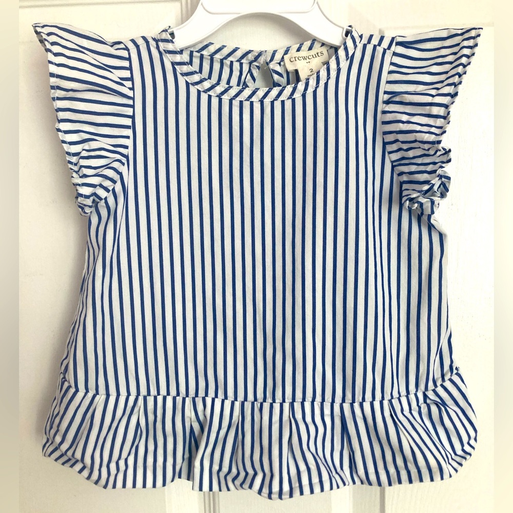 Crewcuts 2T striped flutter sleeve top